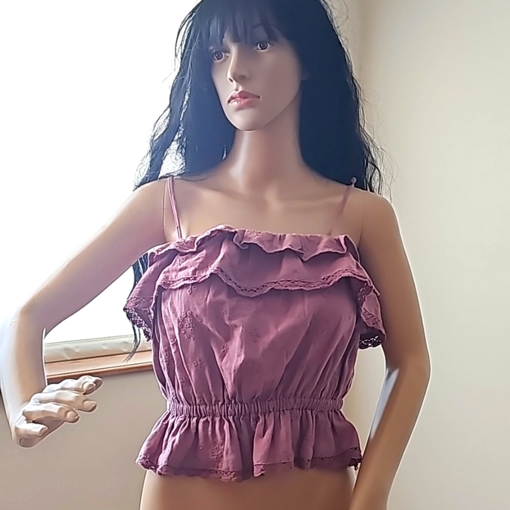 NWOT American Eagle dusty Pink GIRLY fitted at Waist Top